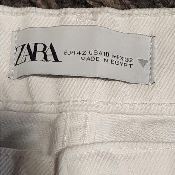 ZARA Loose Fit Marine Style Flare Raw Hem White Women's Denim Jean Sz. 10x25 ** - Picture 6 of 9